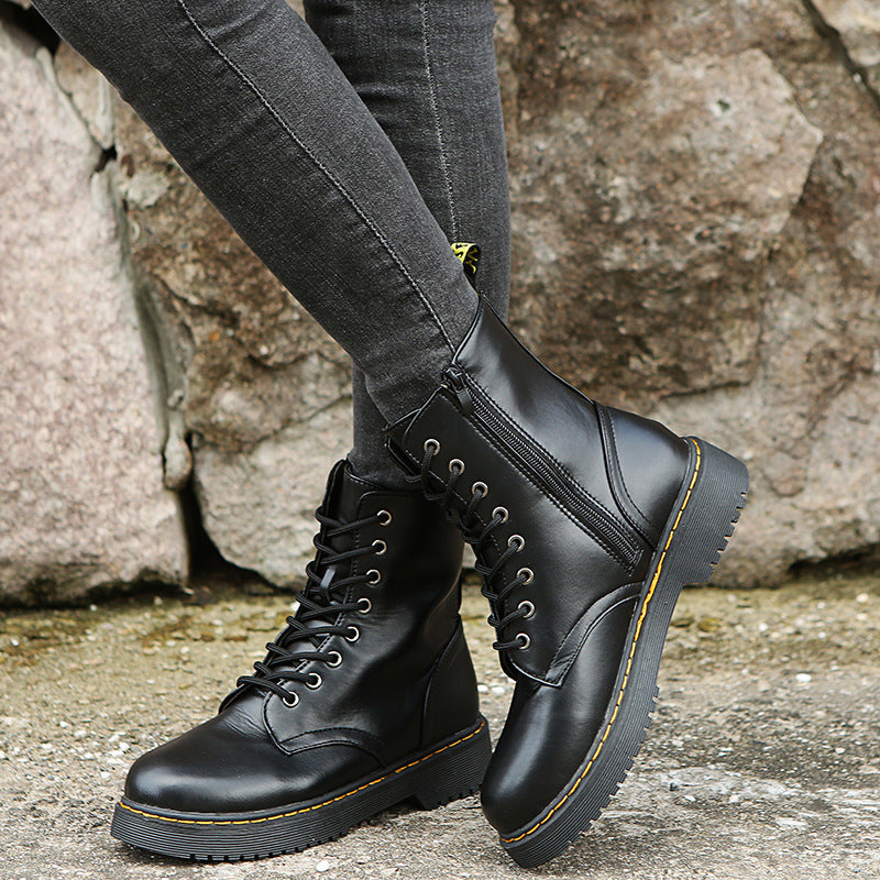 Fashion Lace-up Boots For Elegant Low Heel Shoes