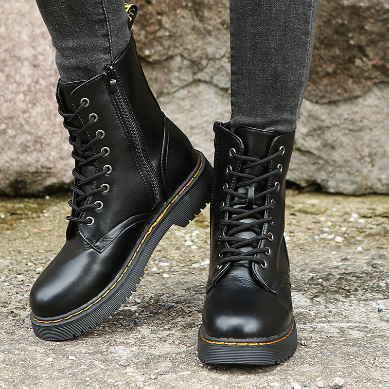 Fashion Lace-up Boots For Elegant Low Heel Shoes