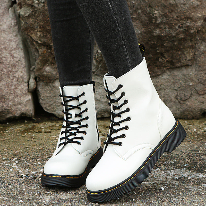 Fashion Lace-up Boots For Elegant Low Heel Shoes