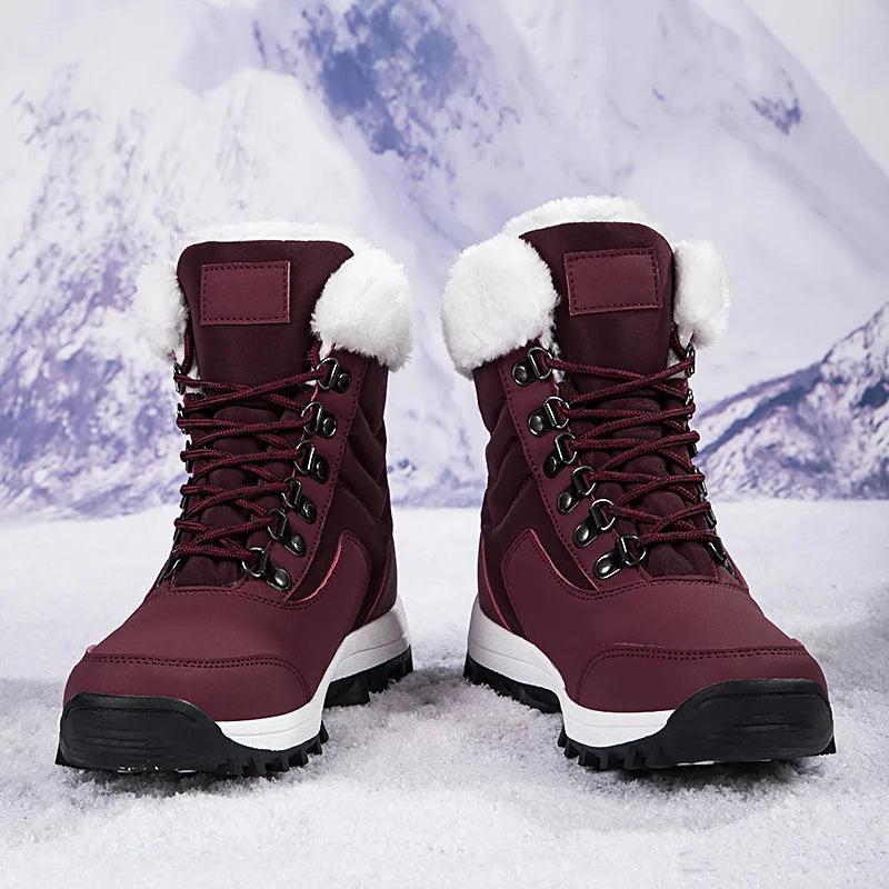 Super Warm Women Snow Boots Mid-Calf Women Winter Shoes With Fur Warterproof Fur Boots Bottes Femme