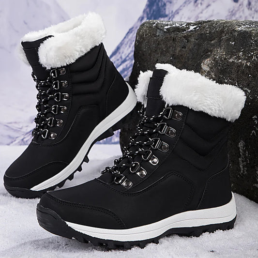 Super Warm Women Snow Boots Mid-Calf Women Winter Shoes With Fur Warterproof Fur Boots Bottes Femme