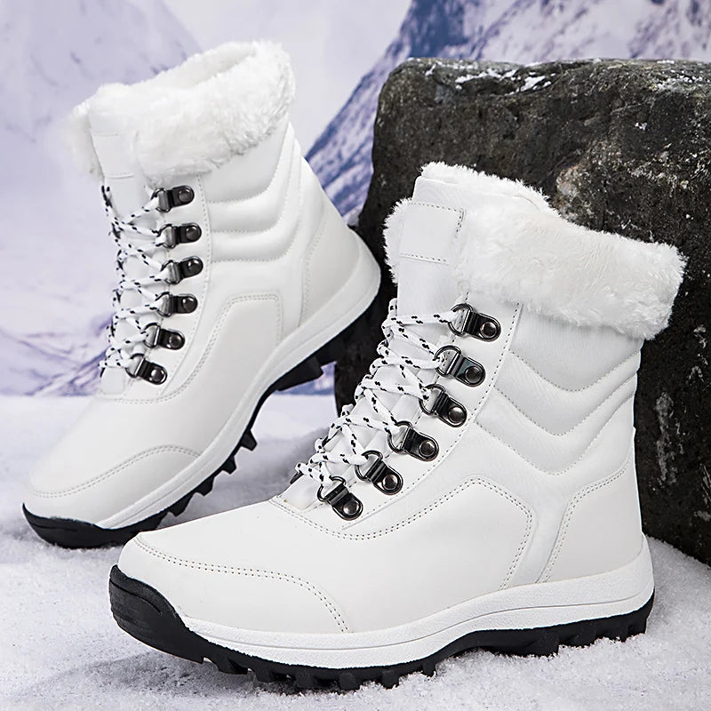 Super Warm Women Snow Boots Mid-Calf Women Winter Shoes With Fur Warterproof Fur Boots Bottes Femme