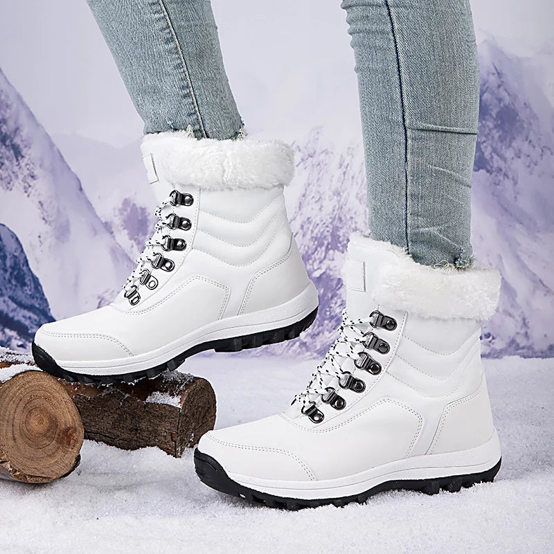 Super Warm Women Snow Boots Mid-Calf Women Winter Shoes With Fur Warterproof Fur Boots Bottes Femme