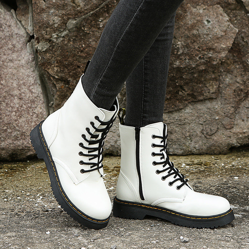 Fashion Lace-up Boots For Elegant Low Heel Shoes