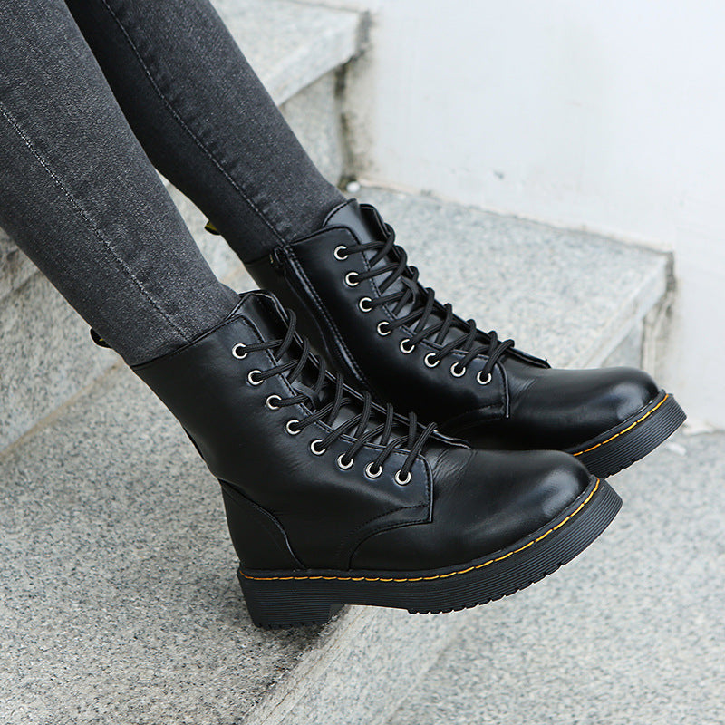 Fashion Lace-up Boots For Elegant Low Heel Shoes